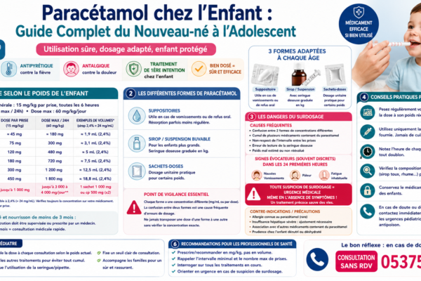 Doli pédiatrique et paracétamol administrés au nourrisson à l'aide d'une seringue graduée